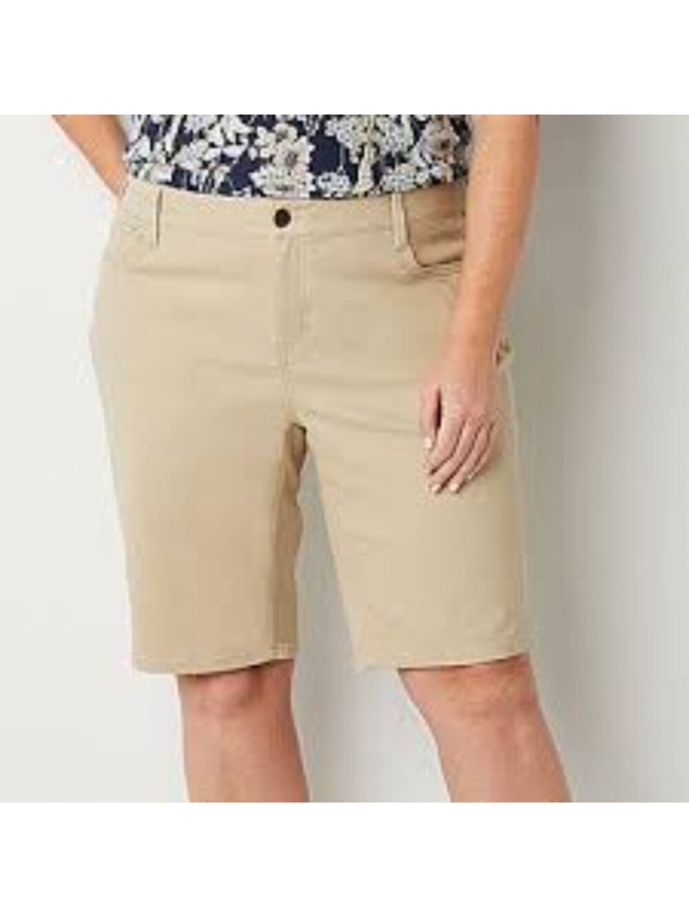 Liz Claiborne Tan Mid Rise Sara Bermuda Shorts